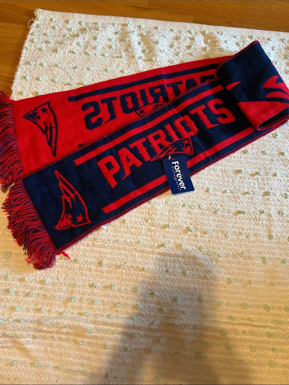 Forever Collectibles unisex Red & Navy Knit Patriots  Team Scarf with Fringe
